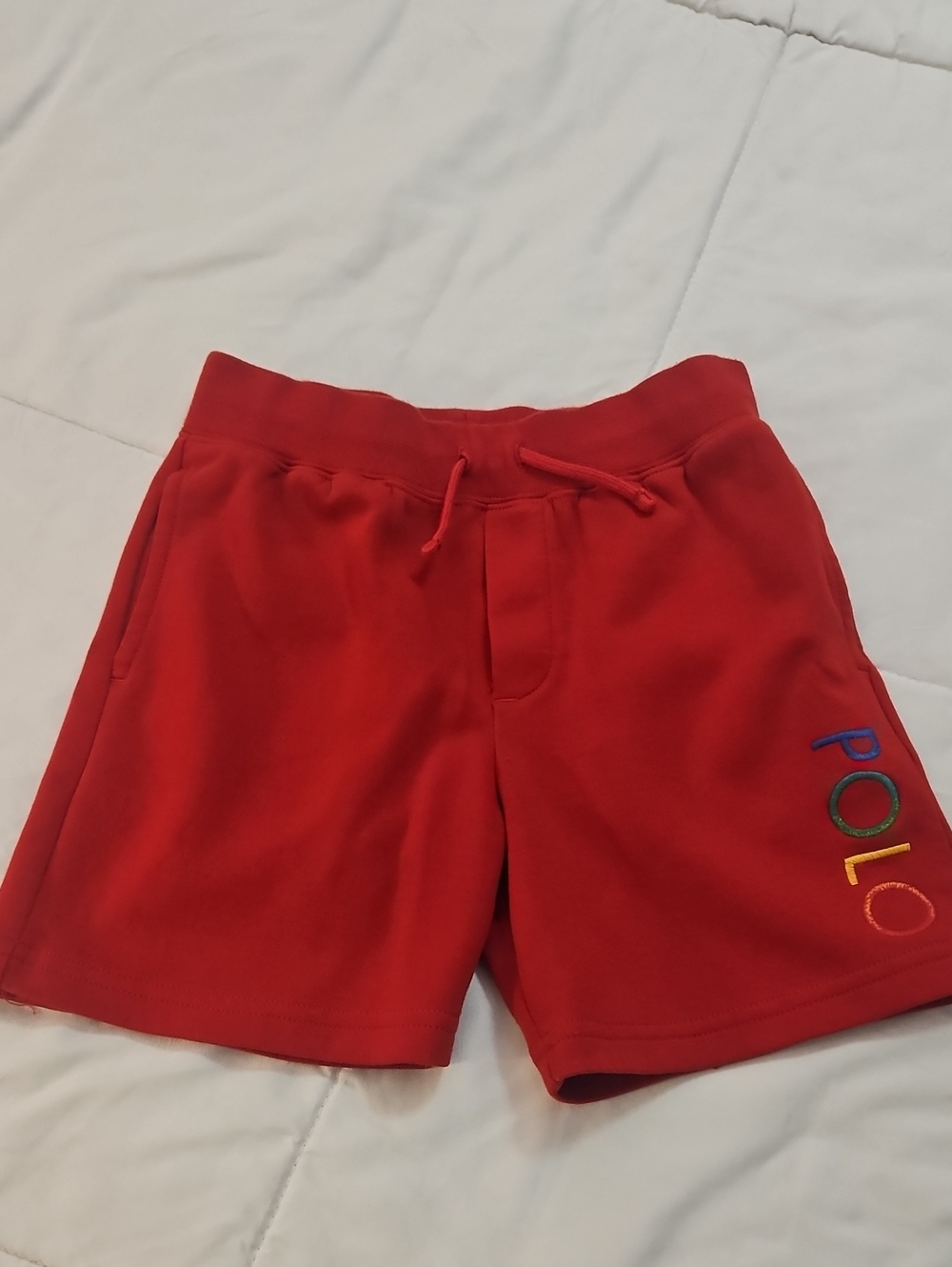 Polo by Ralph Lauren Red Kids Shorts with Rainbow Embroidered Logo